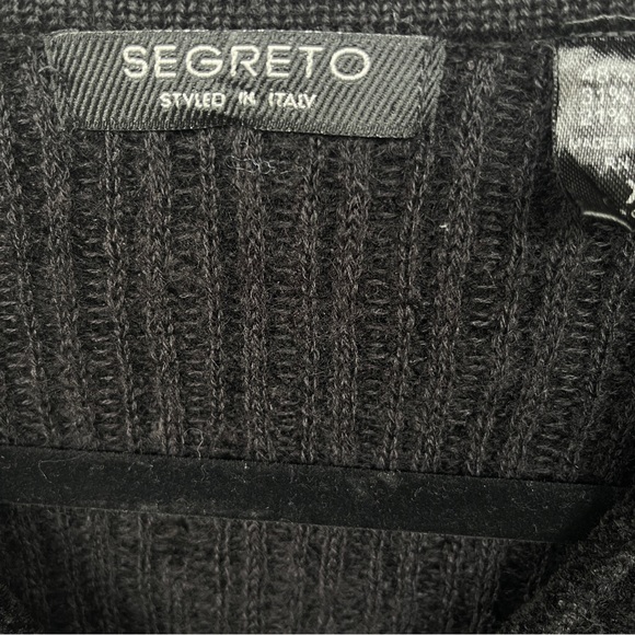 Segreto Wool Rayon Blend Black Knit V-neck Sweater‎ Men's Size XL - Picture 3 of 6